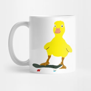 Cute yellow duck likes playing skateboard Mug